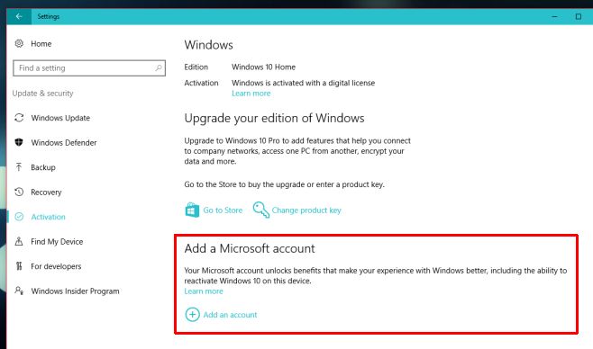 Liên kết bản quyền Windows 10 với tài khoản Microsoft
